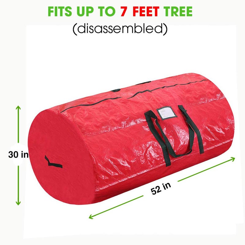 ProPik Christmas Tree Storage Bag | Fits Up to 7' Tall Disassembled Holiday Tree | 52â€ X 30â€ X 30â€ Artificial Tree Container with Handles | Storage Case Box with Sleek Zipper (Red) - Image 5